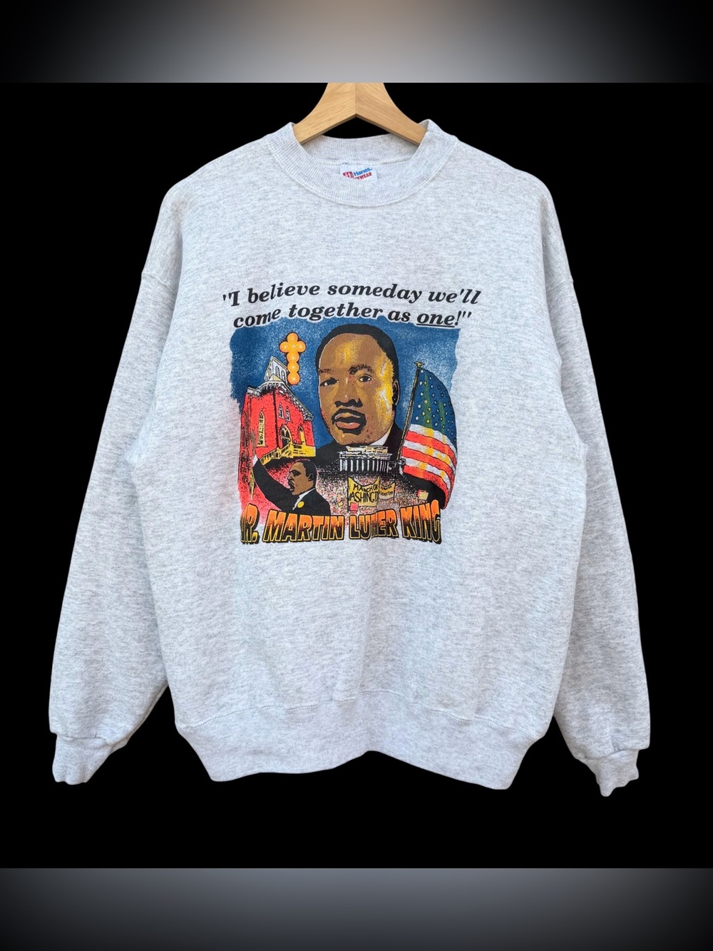 Vintage 90s Martin Luther King Jr. Gray Sweatshirt Size XL Hanes USA